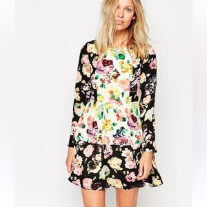 Style London colorful floral block dress fully lined size XS